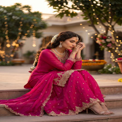 Premium Tora Silk Embroidered Salwar Suit Set with Dupatta